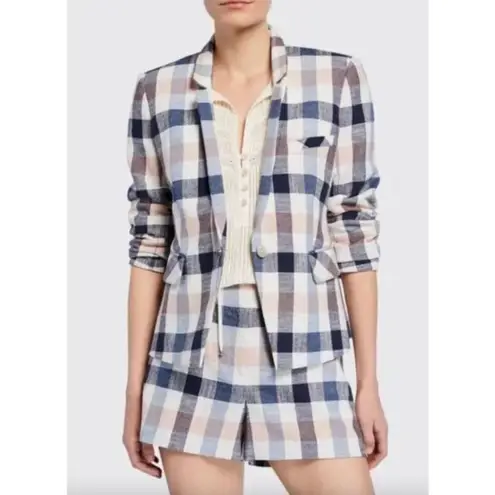 Veronica Beard Ilene Plaid Mini Shorts Blue Womens Size 6