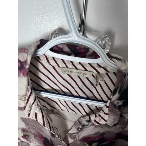 Soft Surroundings Floral Purple Western Long Sleeve Flowy Boho Tunic Top Small