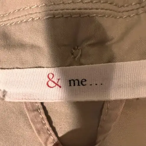 & Me Khaki Tan Utility Tie Waist w/ Front Pockets 100% Cotton Women's Medium