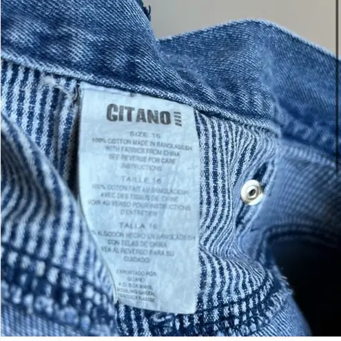 Gitano Retro Mom Jean Shorts with Gingham Blue Plaid Accent Size 16 High Rise