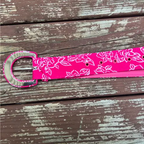 Women’s Coquettecore Feminine Casual Barbiecore Pink Floral 5 Hole Belt|34