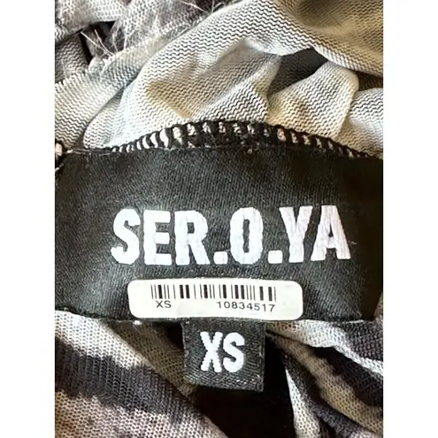 SER.O.YA Sana Top in Grey Ocelot XSmall Womens Long Sleeve Blouse Gray Size XS