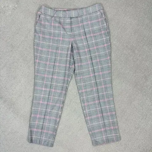 Worthington  Glen Check Plaid Ankle Trouser Pants Black Pink 12