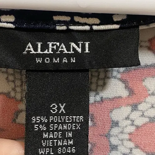 Alfani Woman Plus 3X Printed Cold Shoulder Blouse Black Pink Graphic Geo Print