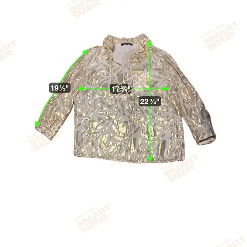 Alex Marie Gold Metallic Silk Blouse Size S