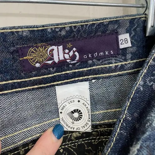 Akademiks Low Rise Boot Cut Jeans Embellished Lace Flap Pocket Women’s Size 28