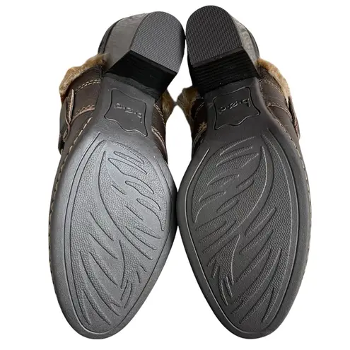 Boc by Born Brown Leather Faux Fur Lining Heeled Clog Mule Women’s Size 7 Boho