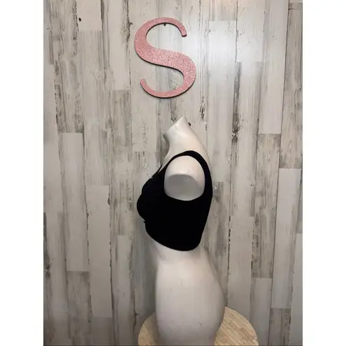 Wardrobe Essentials Black Ribbed Cut Out Crop Top S/M Y2K Clubwear Stretch Tank