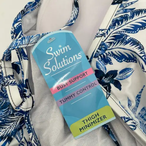 SWIM SOLUTIONS Swimsuit Dress Size 18 Swimdress NWT Blue Empire Floral One Piece