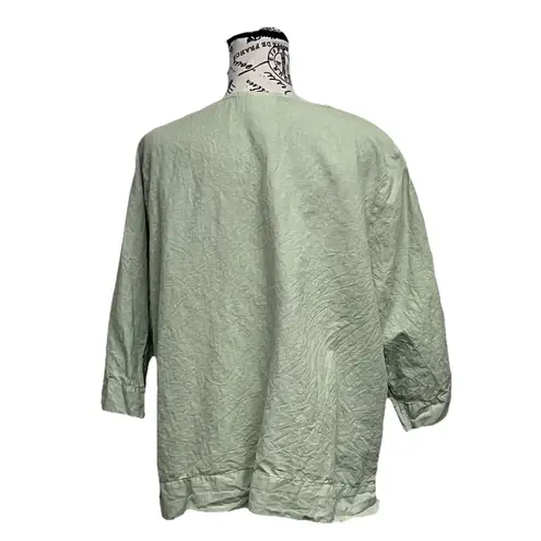 Hot Cotton Green Linen Blend Tunic Top Women’s 1X Lagenlook Coastal Boho Hippie