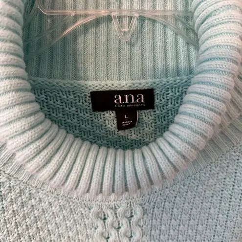 a.n.a Turtle Neck Cable Knit Aqua Blue Sweater, Large