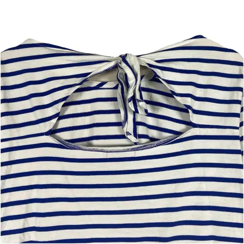 J. Crew Striped Top Mariner Cloth Bow Back Top Size M Blue White Nautical Pool Size M