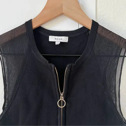 Reiss Lila Sleeveless Zip Neck Top in Black