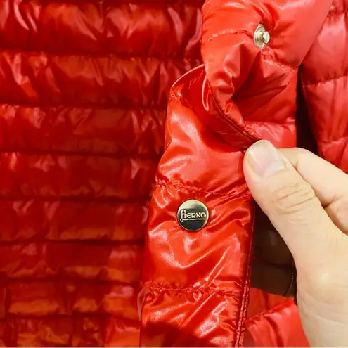 Herno women's ultralight lightweight down short jacket in rosso NEW