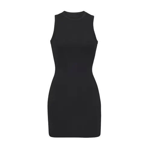 SKIMS COTTON RIB TANK DRESS, BLACK, Size Medium , $60