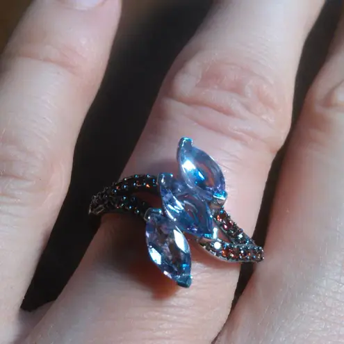 Moroccan Rose and Mozambique Garnet Trinity Twilight Sterling Silver Ring