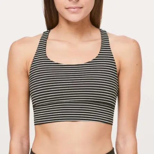 Lululemon Energy Bra Long Line in Mod Stripe Black & White Size 4