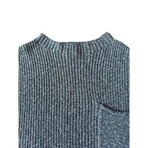 Free People Beach Freya Sweater Knit crop Sweater mock neck blue white XS