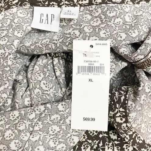 Gap NWT  Maxi Dress Brown Cottage Floral Size XL V-Neck Long Sleeve Thanksgiving