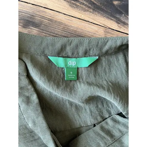 Dip Army Green Long Sleeve Knee Length Popover Shirt Dress Size Small