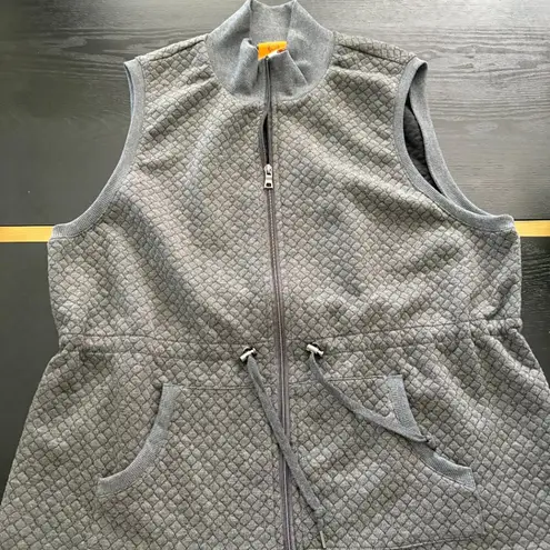 Ruby Rd Gray Quilt Look Vest with Drawstring at Waist Size Large EUC