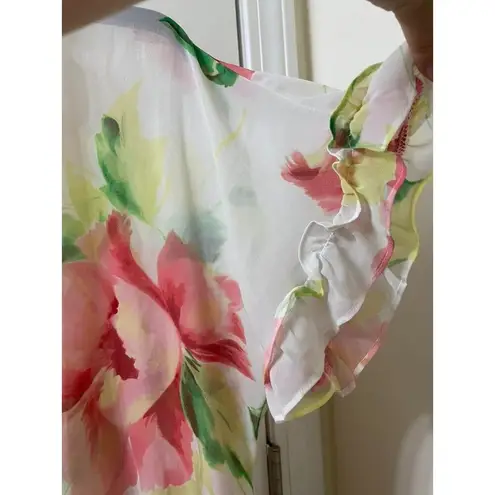 In Bloom Lingerie Cover Robe Floral Sheer L ROMANTIC FLOWERS EDGE Size L