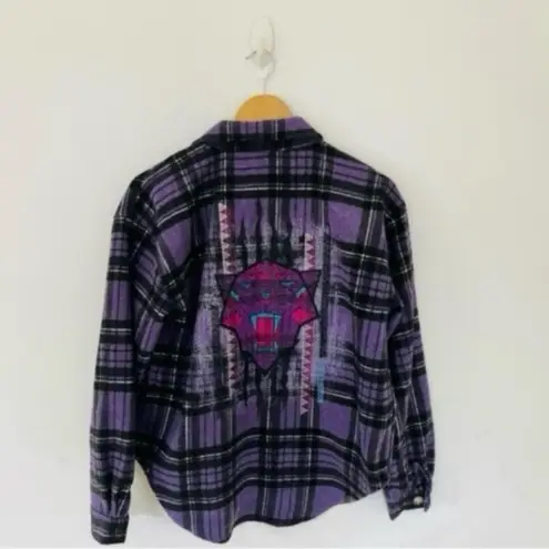 Marvel Wakanda Forever Purple Heavyweight Flannel Black Panther Superhero Jacket