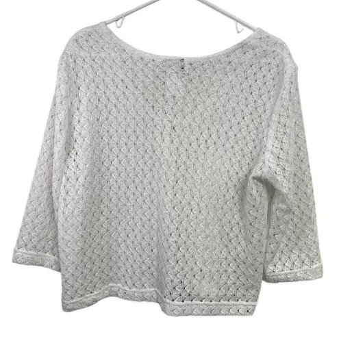 Vintage Deadstock Y2K Crochet Tie Front Cardigan Cottagecore Coquette Size L White Size L