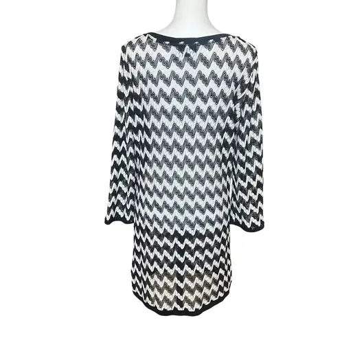 Joseph Ribkoff Swim Cover Up Size Medium Black White Chevron Mini
