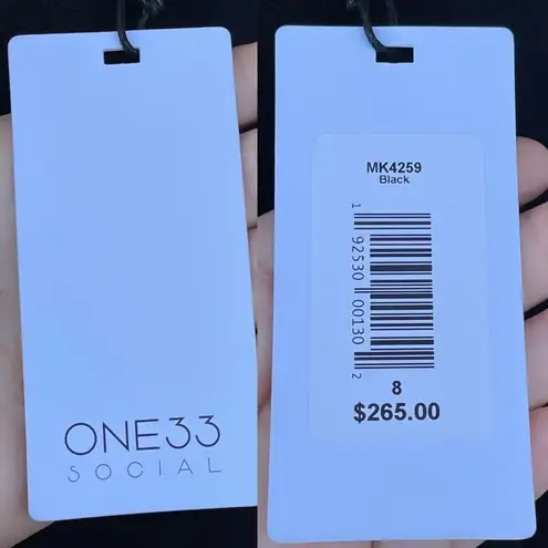 One33 Social Pleated Ruffle Long Sleeve Cocktail Dress size 8 Black