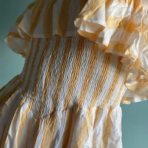 Style Rack Yellow Striped Ruffle Jumpsuit