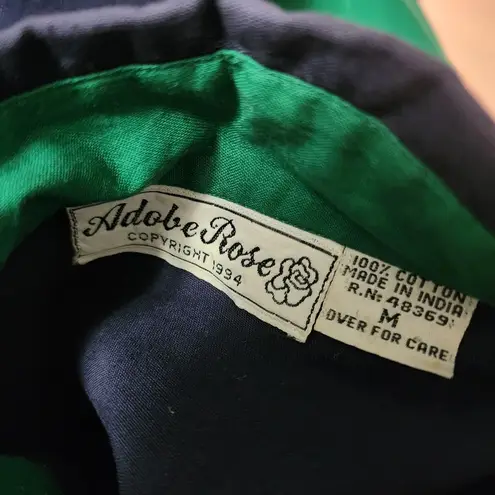 Vintage Adobe Rose 90s Blue Green Rodeo Queen Western Button Down Size Medium Size L