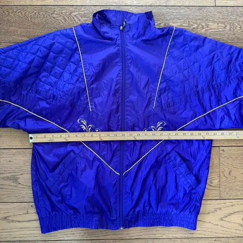 Vintage 80s 90s Windbreaker Jacket XL Embroidered Purple Gold