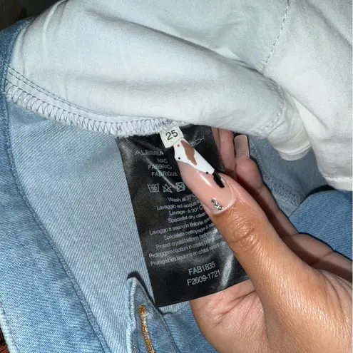 Alessandra Rich Crystal Button High Waist Stirrup Jeans Blue Size 25