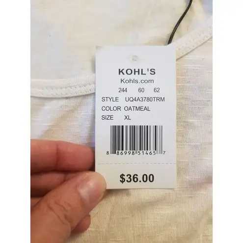 About A Girl Womens Sz XL Blouse Oatmeal Sequin Short Sleeve Rose Gold Sparkly