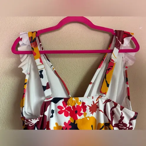 Anne cole Retro Floral Shirred Ruffle Sleeve One Piece Swimsuit 14