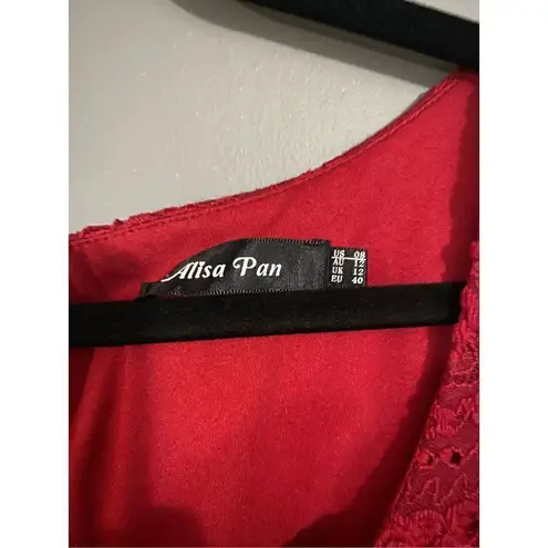Alisa Pan Burgundy Lace Fit & Flare Dress Size 8 Red