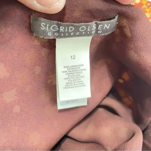 Sigrid Olsen Sigurd Olsen Silk Skirt Tiered Floral Print Burnt Orange Rust Size 12 Hand Wash