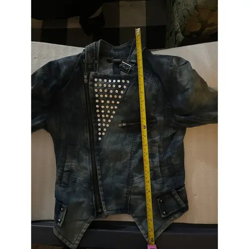 Forever 21 F21 Studded Denim Moto Jacket  Size M 80's