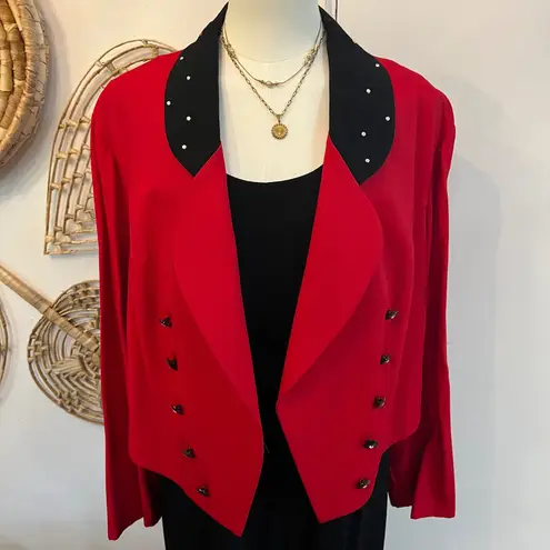 Vintage Dawn Joy II Red Studded Cropped Jacket Black Maxi Dress 2 Piece Set 22W Size undefined