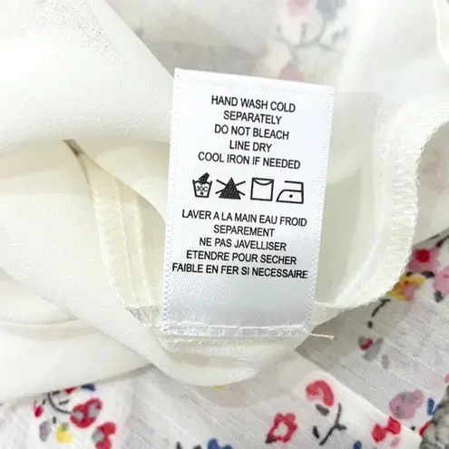 Pleione New Floral Bow Tie Keyhole Neck Smocked Sleeveless Blouse Ivory