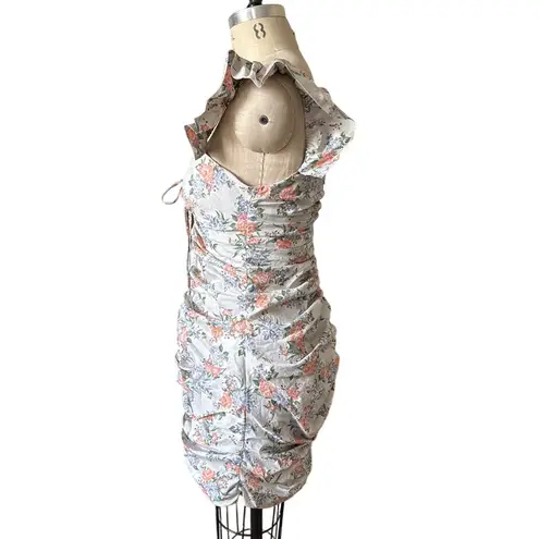 House Of CB  London Kara Pleated Cotton Dress With Floral Print Size 1+/ 10-12