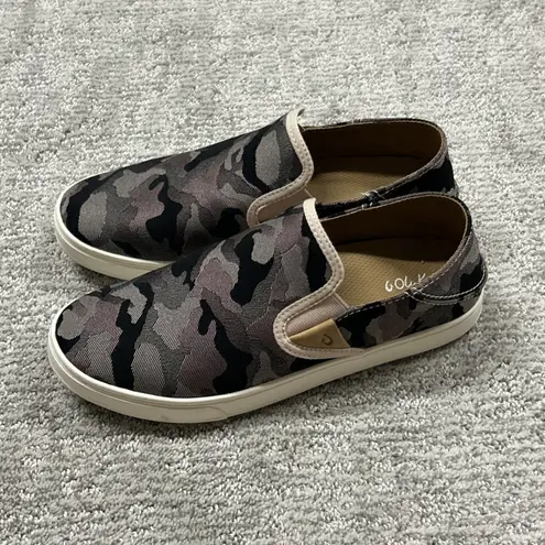 Olukai Pehuea Pai Shoes Womens 8 Camo Loafer Canvas Slip On Flat Casual Comfort Purple