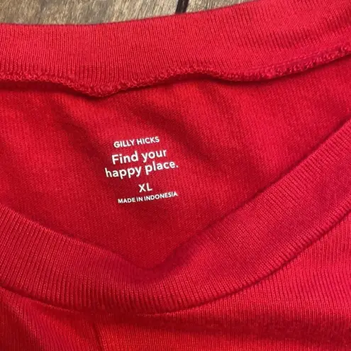 Gilly Hicks  Womens XL Red Pajama Top‎ NEW Cozy Twist Front Crop