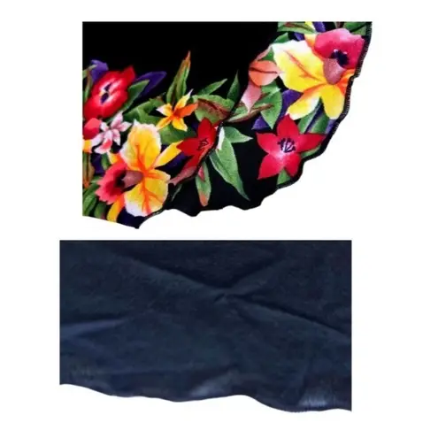 Jantzen Vintage Swimsuit Cover Up Wrap Skirt One Size USA Black Floral T…
