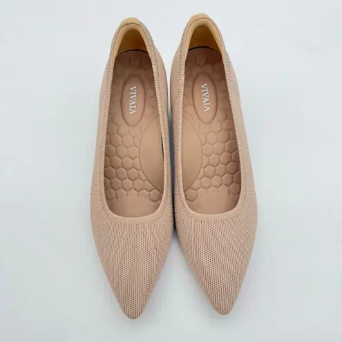 Vivaia Georgia Pointed Toe Chunky Heels Old Money Almond Knit Comfort Arch 8