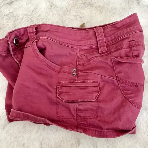 Ymi Wanna Betta Butt Maroon Burgundy Twill Butt Lift Short Shorts Size 7