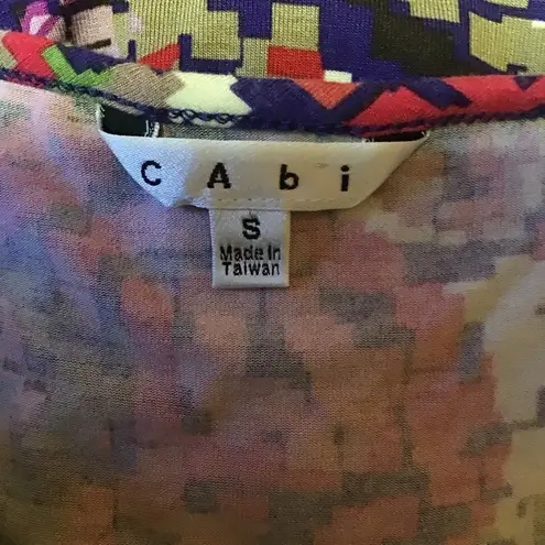 CAbi op art bright plunging tank top