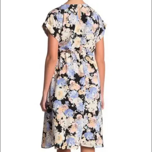 Bobeau Floral Dress Cap Sleeve Side Tie