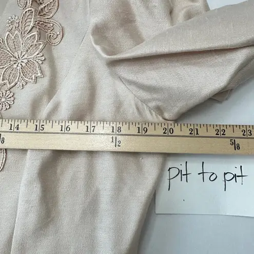 Vintage Cachet by Bari Protas Embellished Puff‎ Sleeve Blazer Women 15/16 Beige Tan Size undefined